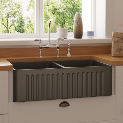 ECLIPSE 33" L X 18" W Rectangular Farmhouse Kitchen Sink, Hollow Cast With Multiple Colors