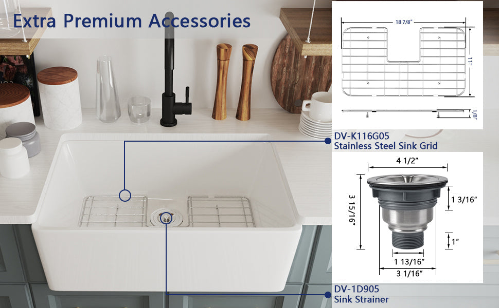 PERCH 24" L x 16" W Rectangular Farmhouse Kitchen Sink, Smooth Surface