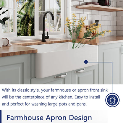 DeerValley Bath DeerValley DV-1K119 Feast 33" L x 20" W Ceramic Farmhouse Kitchen Sink Kitchen Sink