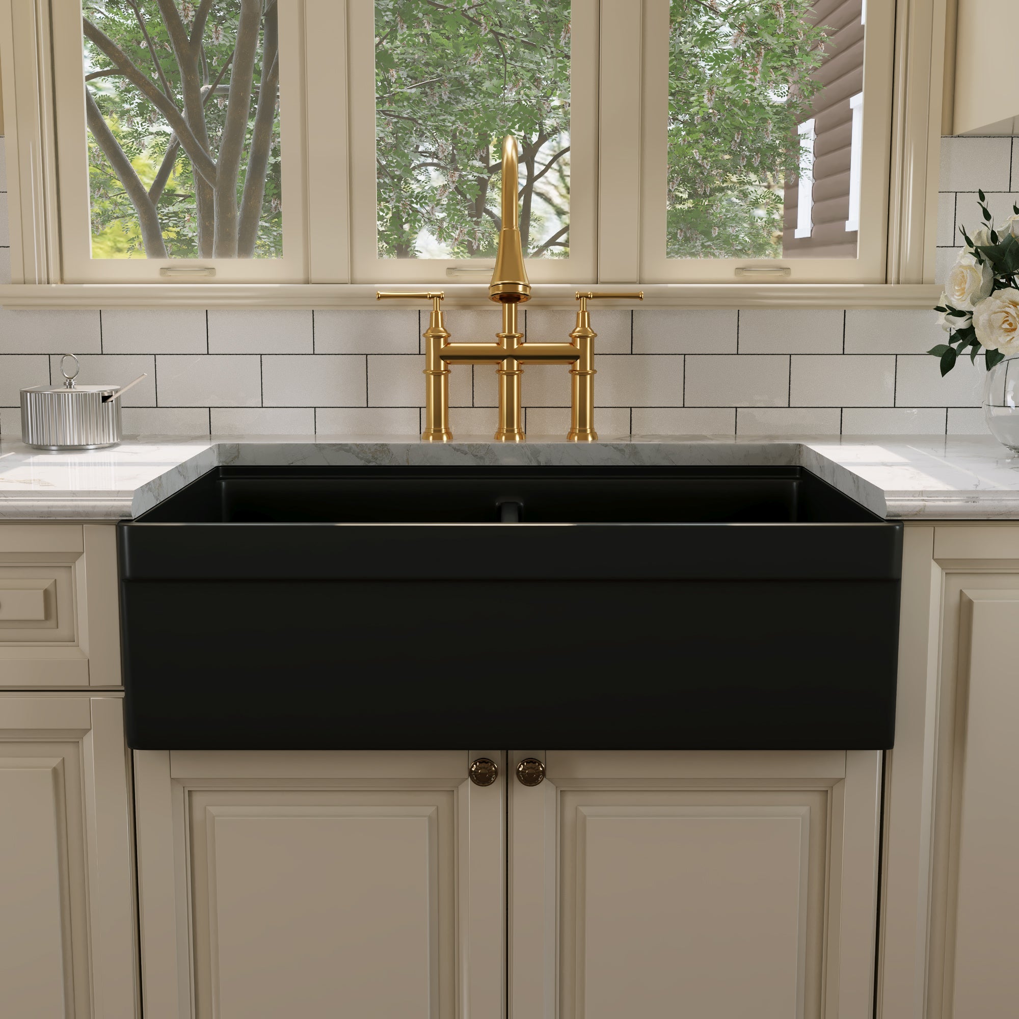 32.87" L x 20" W Rectangular Workstation Farmhouse Kitchen Sink, Easy-Cleaning With Multiple Colors