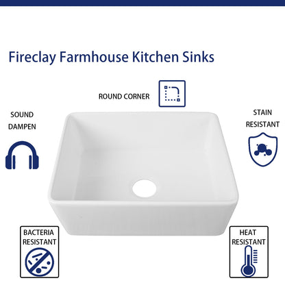 DeerValley Bath DeerValley DV-1K501 Perch Fireclay 24" L x 18" W Farmhouse Kitchen Sink Kitchen Sink