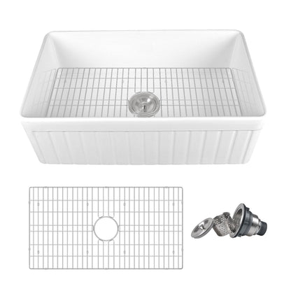 SOLSTICE 33" L x 18" W Rectangular Farmhouse Kitchen Sink, Easy-Cleaning With Multiple Colors
