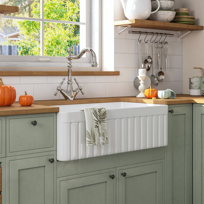 SOLSTICE 33" L x 18" W Rectangular Farmhouse Kitchen Sink, Easy-Cleaning With Multiple Colors