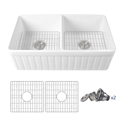 NOVA 33" L x 18" W Rectangular Farmhouse Kitchen Sink, Large Capacity With Multiple Colors
