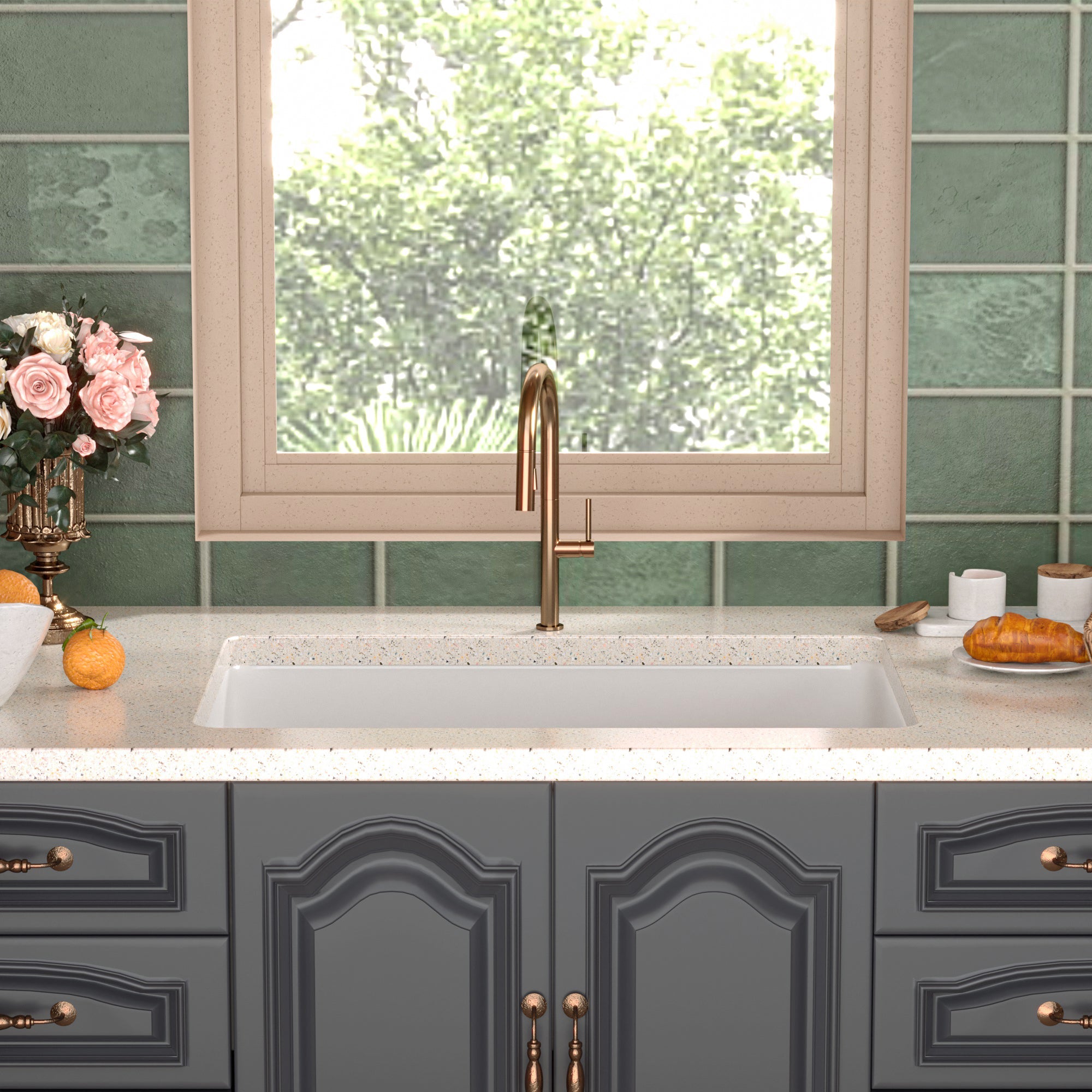 DeerValley Bath DeerValley DV-1K509 Glen Rectangle Fireclay 26.77" L x 18.90" W Farmhouse Kitchen Sink