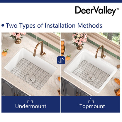 DeerValley Bath DeerValley DV-1K515 Glen Rectangle Fireclay 24.02" L x 18.70" W Farmhouse Kitchen Sink