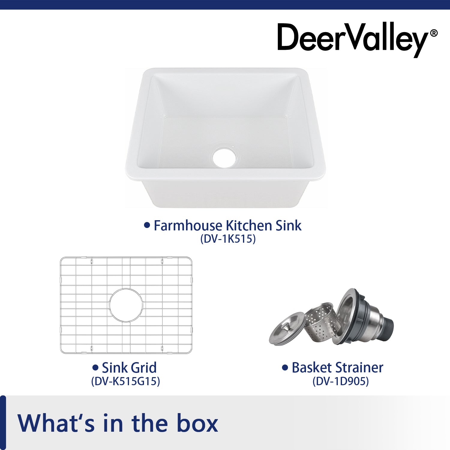 DeerValley Bath DeerValley DV-1K515 Glen Rectangle Fireclay 24.02" L x 18.70" W Farmhouse Kitchen Sink