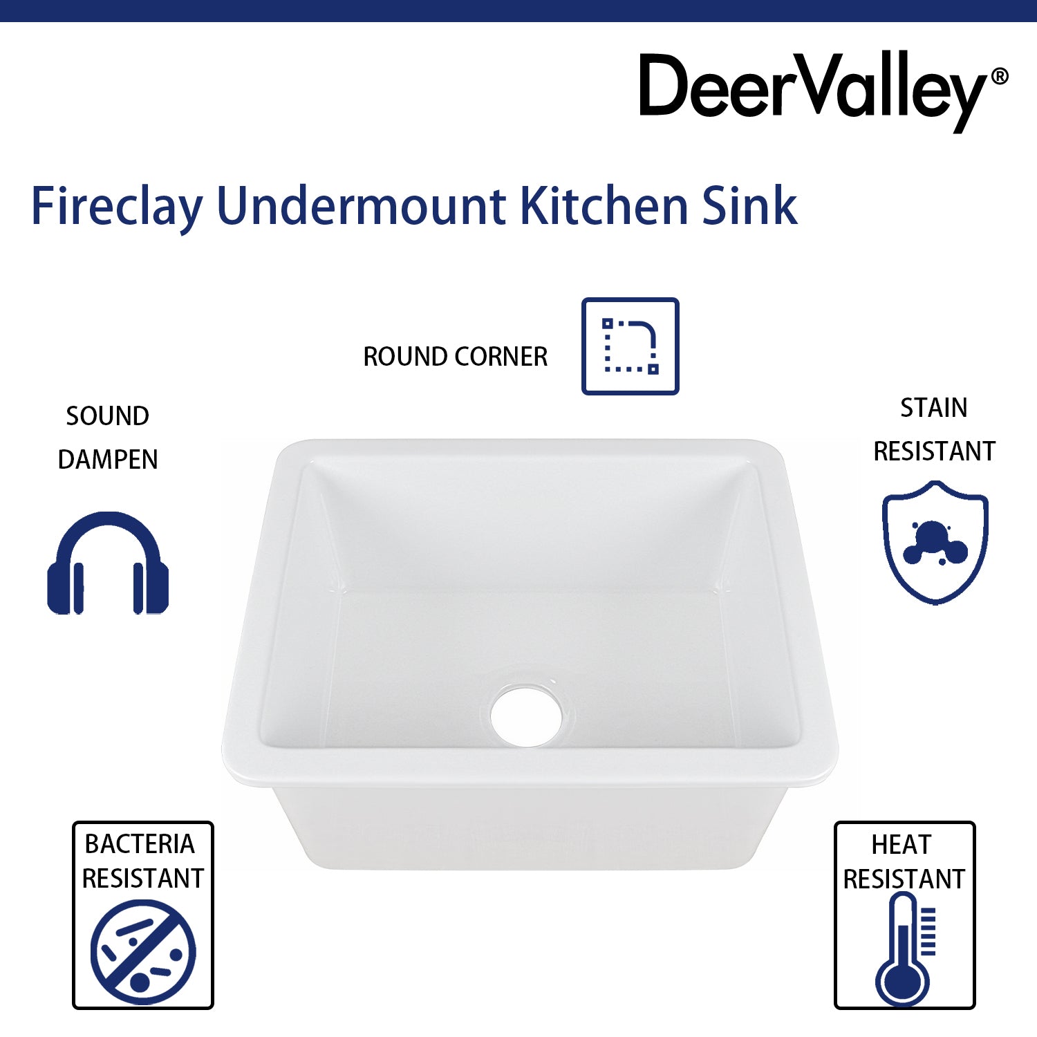 DeerValley Bath DeerValley DV-1K515 Glen Rectangle Fireclay 24.02" L x 18.70" W Farmhouse Kitchen Sink