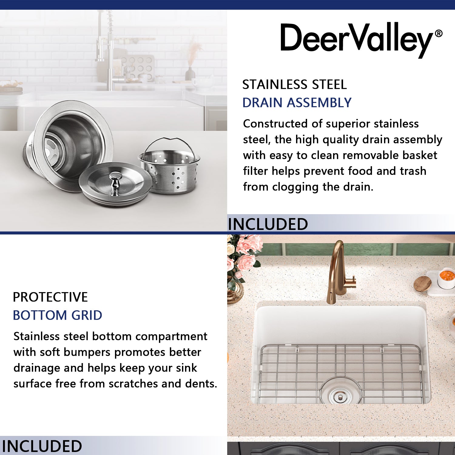DeerValley Bath DeerValley DV-1K515 Glen Rectangle Fireclay 24.02" L x 18.70" W Farmhouse Kitchen Sink