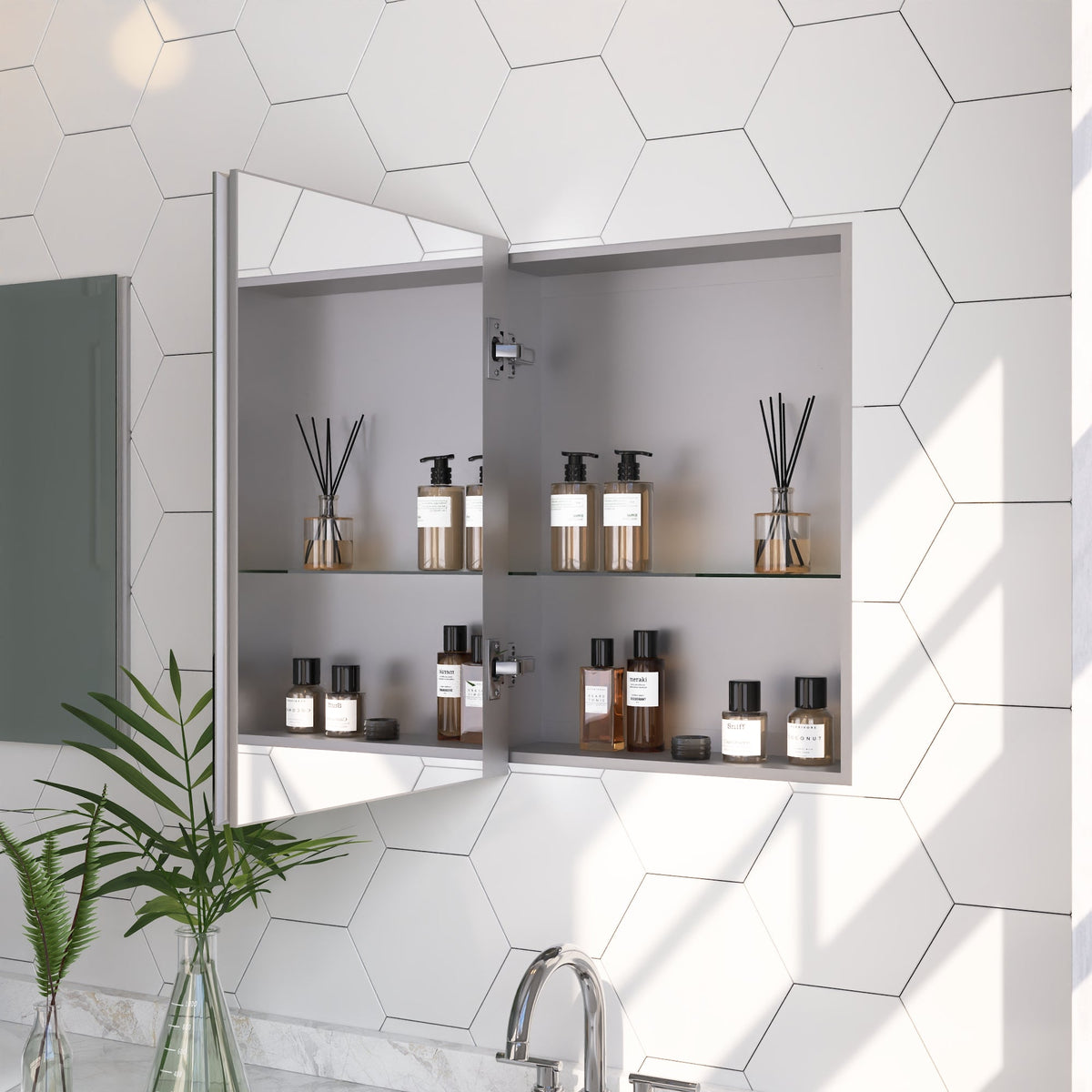 DV 1MC0148 Medicine Cabinets Aluminum Recessed Soft Close Mirror