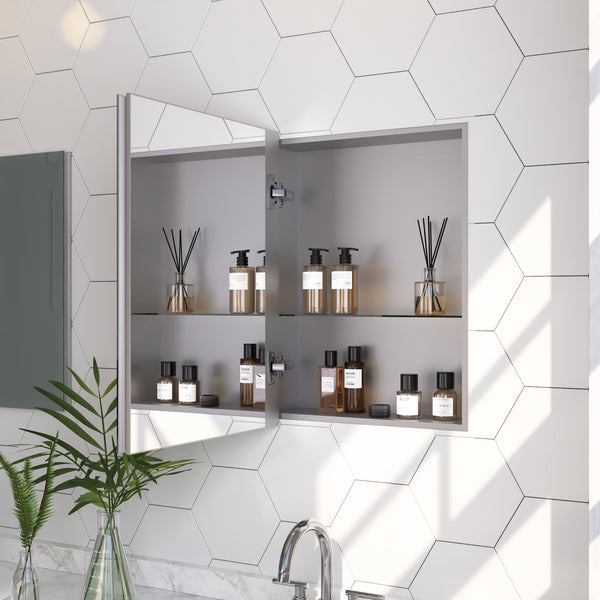 Rectangular Bathroom Medicine Cabinet, Frameless With Mirror With Multiple Types