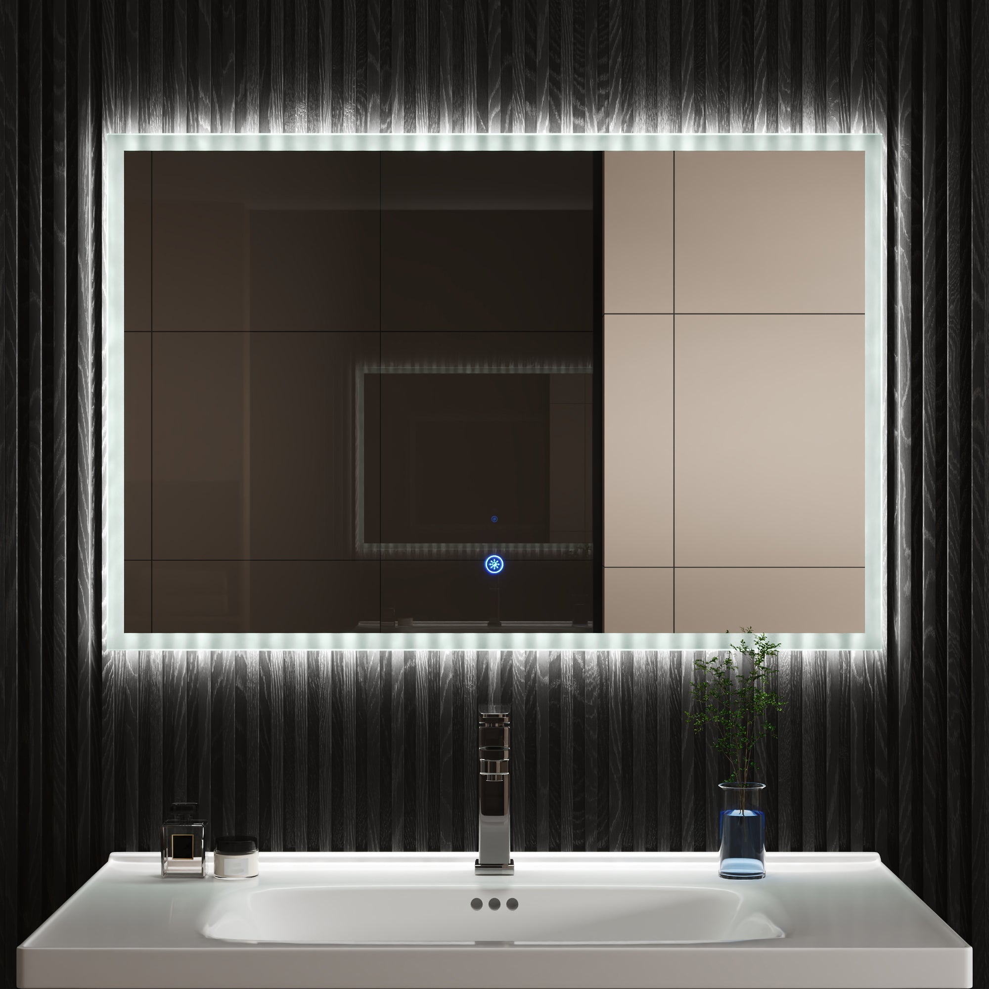 Led Bathroom Mirror with Lights, Smart Dimmable Vanity Mirrors for Wall, Anti-Fog Makeup Mirror