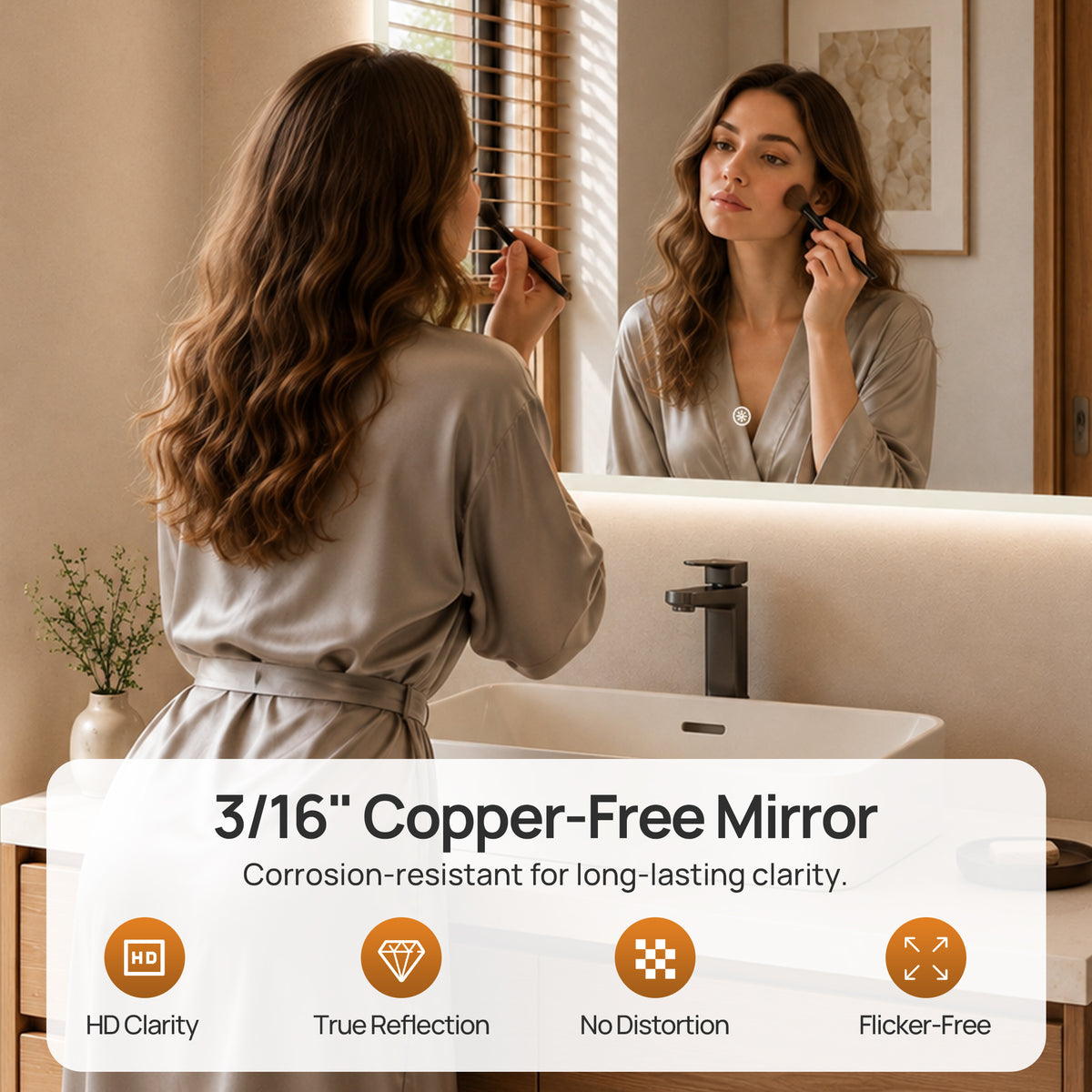 DeerValley DV-1MC0245 36" x 24" Frameless LED Bathroom Mirror with Anti-Fog