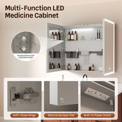 DeerValley DV-1MC0391 Smart LED Mirror Cabinet with Tri-Color Lighting, Stepless Dimming, and Defogger