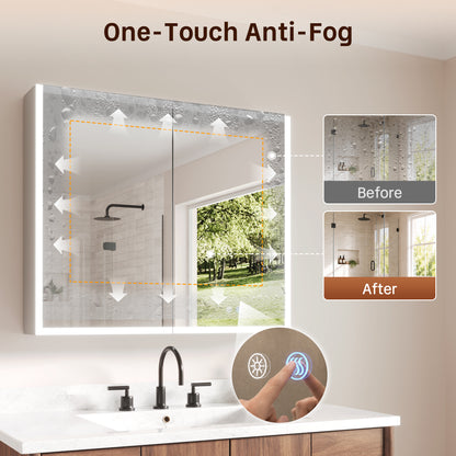 DeerValley DV-1MC0391 Smart LED Mirror Cabinet with Tri-Color Lighting, Stepless Dimming, and Defogger