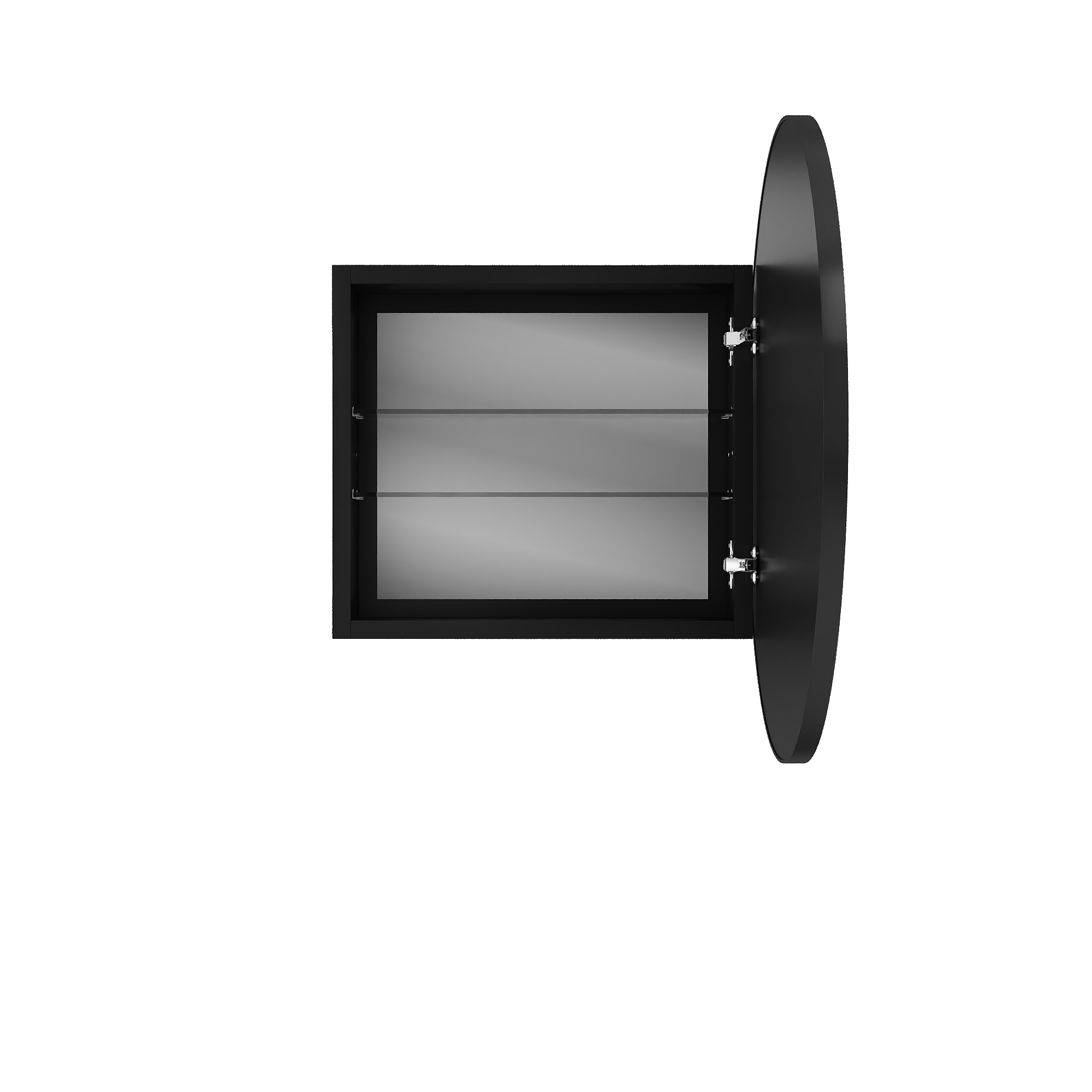 24" Round Door Aluminum Bathroom Medicine Cabinet, Wall Mounted Mirror Cabinet with Interior Mirror, Adjustable Glass Shelves, Rust-Resistant & Soft-Closing Hinge, Modern Space-Saving Design