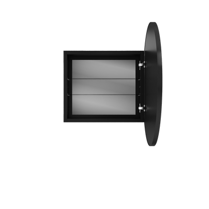 24" Round Door Aluminum Bathroom Medicine Cabinet, Wall Mounted Mirror Cabinet with Interior Mirror, Adjustable Glass Shelves, Rust-Resistant & Soft-Closing Hinge, Modern Space-Saving Design