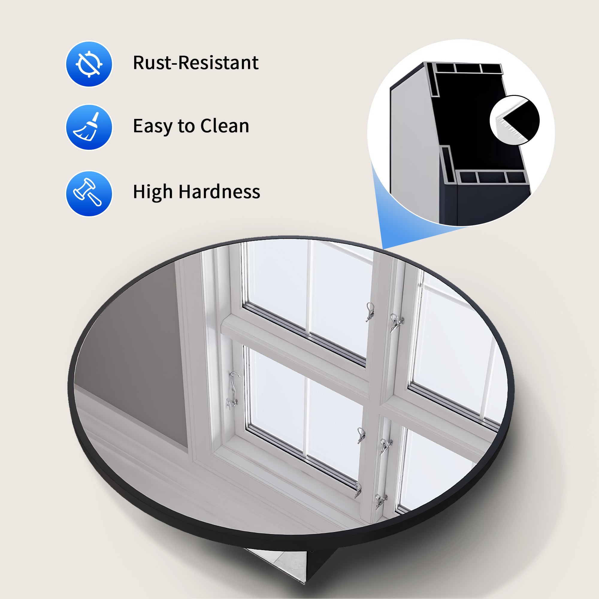 DeerValley DV-1MC0402 24" Round Door Aluminum Bathroom Medicine Cabinet, Wall Mounted Mirror Cabinet with Interior Mirror, Adjustable Glass Shelves, Rust-Resistant & Soft-Closing Hinge, Modern Space-Saving Design