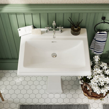 APEX 26" X 20" Rectangular Pedestal Bathroom Sink, Overflow Hole With Multiple Colors and Types