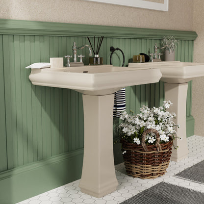 APEX 26" X 20" Rectangular Pedestal Bathroom Sink, Overflow Hole With Multiple Colors and Types