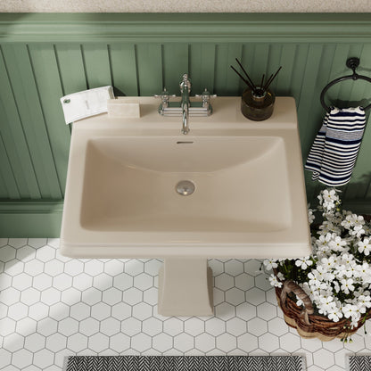 APEX 26" X 20" Rectangular Pedestal Bathroom Sink, Overflow Hole With Multiple Colors and Types