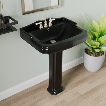 DYNASTY 23" X 19" Rectangular Pedestal Bathroom Sink, Overflow Hole With Multiple Colors and Types