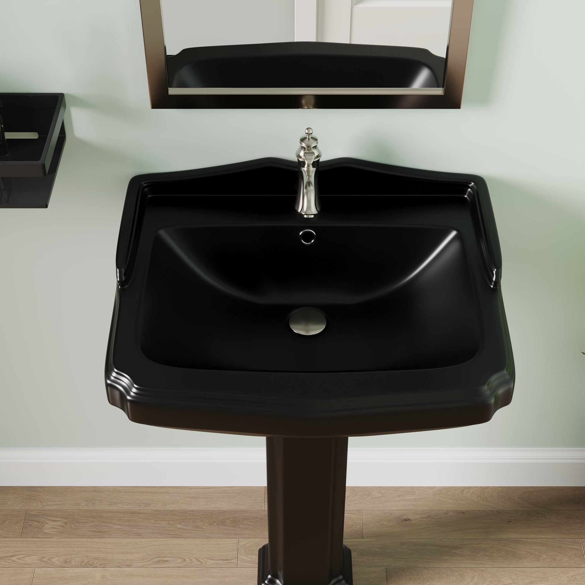 DYNASTY 23" X 19" Rectangular Pedestal Bathroom Sink, Overflow Hole With Multiple Colors and Types