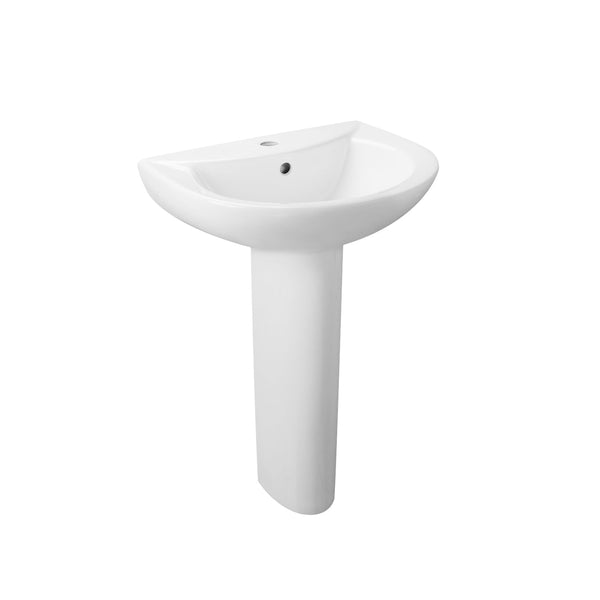 DV-1P523 Liberty 20" X 17" U-Shape Pedestal Bathroom Sink, Overflow Hole