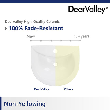 DeerValley Bath DeerValley DV-1P523 Liberty 20" X 17" U-Shape White Ceramic Pedestal Bathroom Sink With Overflow