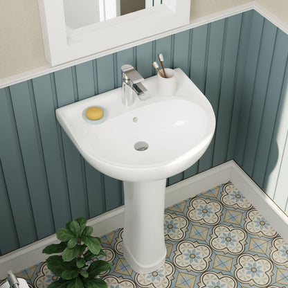 ALLY 20" X 17" U-Shape Pedestal Bathroom Sink, Overflow Hole With Multiple Types