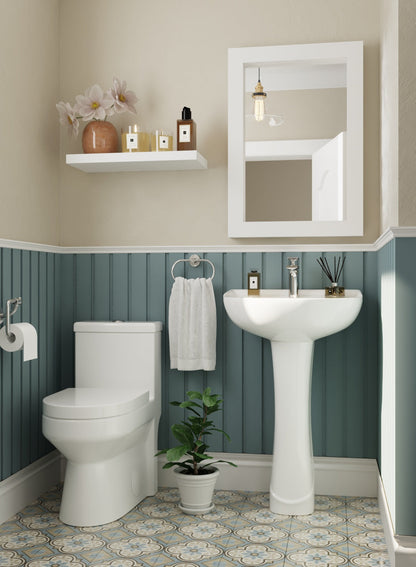 ALLY 20" X 17" U-Shape Pedestal Bathroom Sink, Overflow Hole With Multiple Types