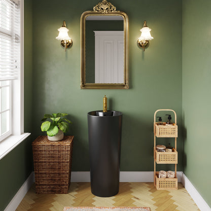 15.75" Round Pedestal Bathroom Sink, Overflow Hole