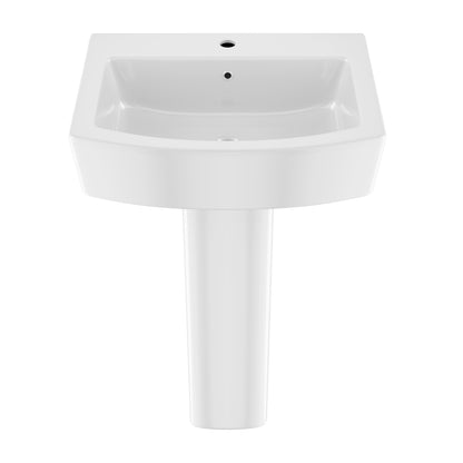 DeerValley DV-1P533 Pedestal Sink – Space-Saving with Overflow & Durable Ceramic