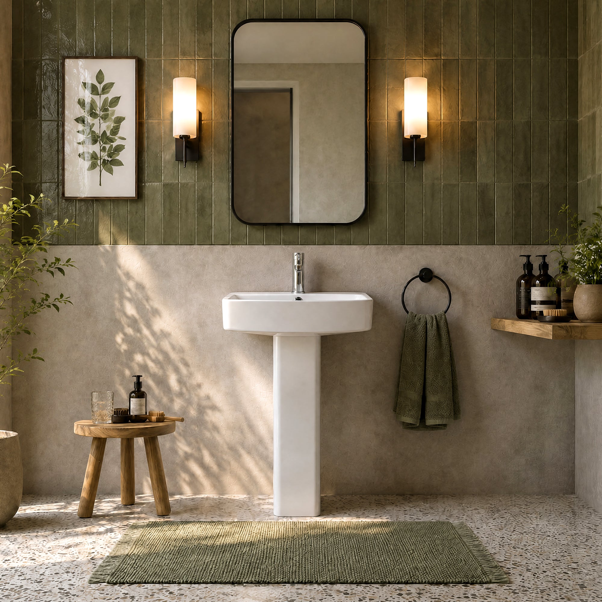 DeerValley DV-1P533 Pedestal Sink – Space-Saving with Overflow & Durable Ceramic