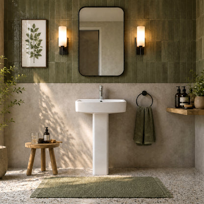 DeerValley DV-1P533 Pedestal Sink – Space-Saving with Overflow & Durable Ceramic