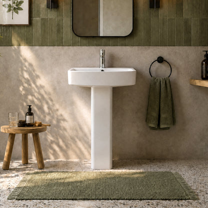 DeerValley DV-1P533 Pedestal Sink – Space-Saving with Overflow & Durable Ceramic