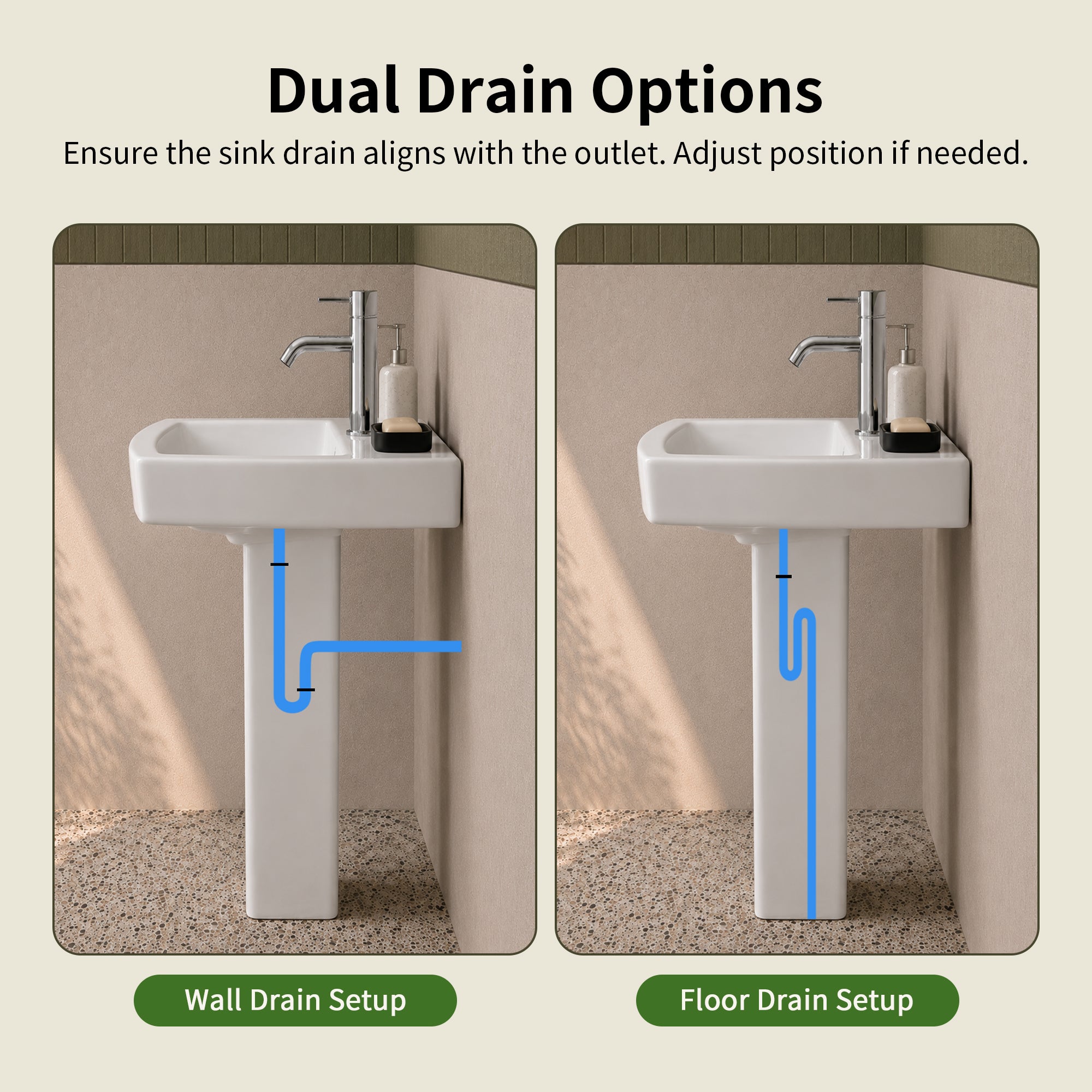 DeerValley DV-1P533 Pedestal Sink – Space-Saving with Overflow & Durable Ceramic