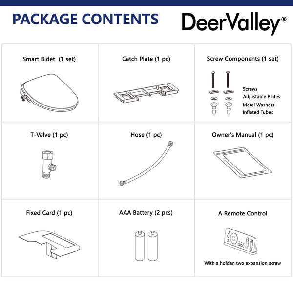 DeerValley DV-1S0018 Elongated Bidet Toilet Seat with Wireless Remote