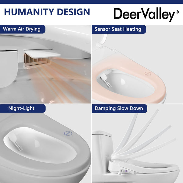 DeerValley DV-1S0018 Elongated Bidet Toilet Seat with Wireless Remote