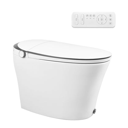 DeerValley DV-1S0019/V1/V3 Tankless Elongated Smart Toilet Quiet-Closed Heated Seat Sensor Auto, Foot Kick & Blackout Flush, Night Light