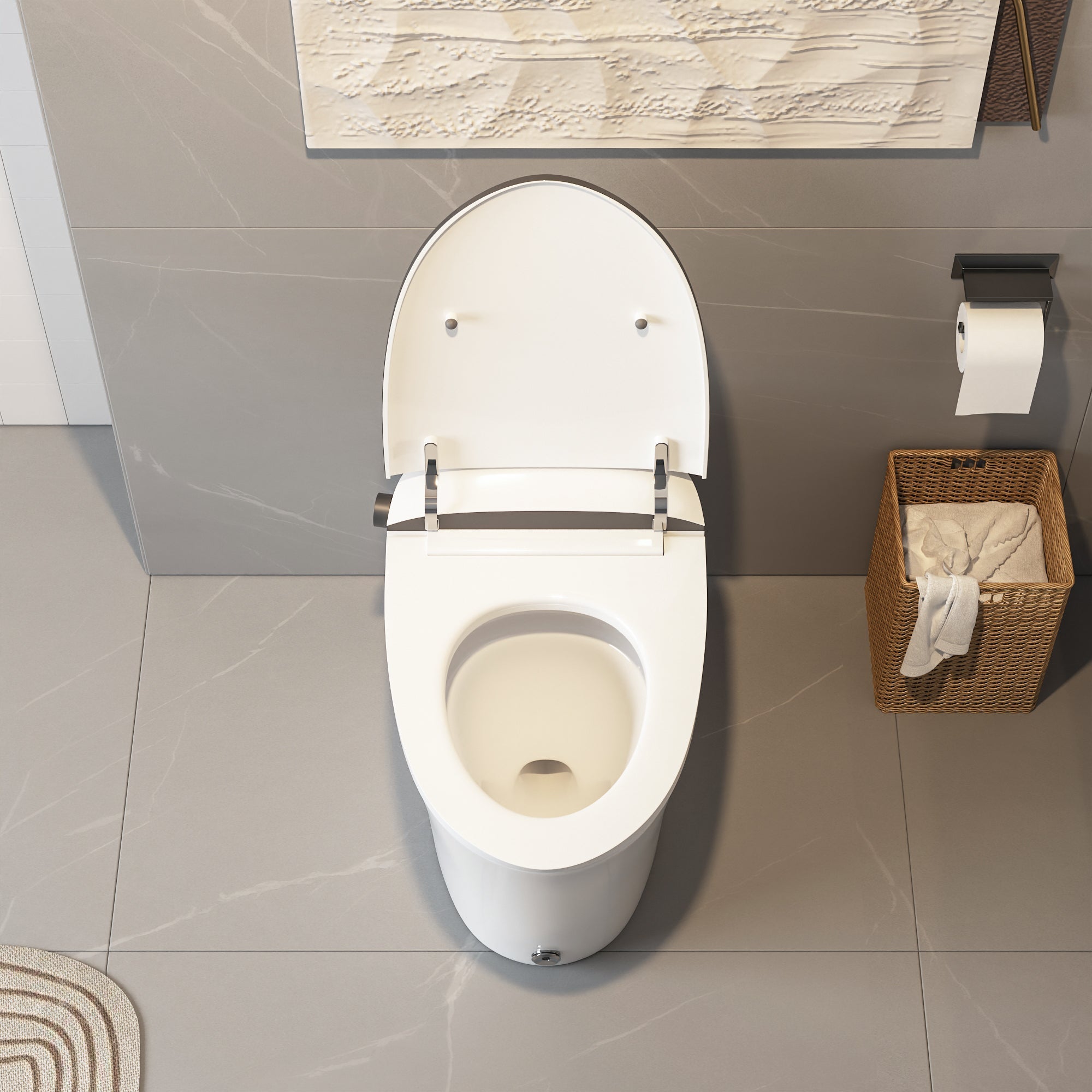 DeerValley DV-1S0019/V1/V3 Tankless Elongated Smart Toilet Quiet-Closed Heated Seat Sensor Auto, Foot Kick & Blackout Flush, Night Light