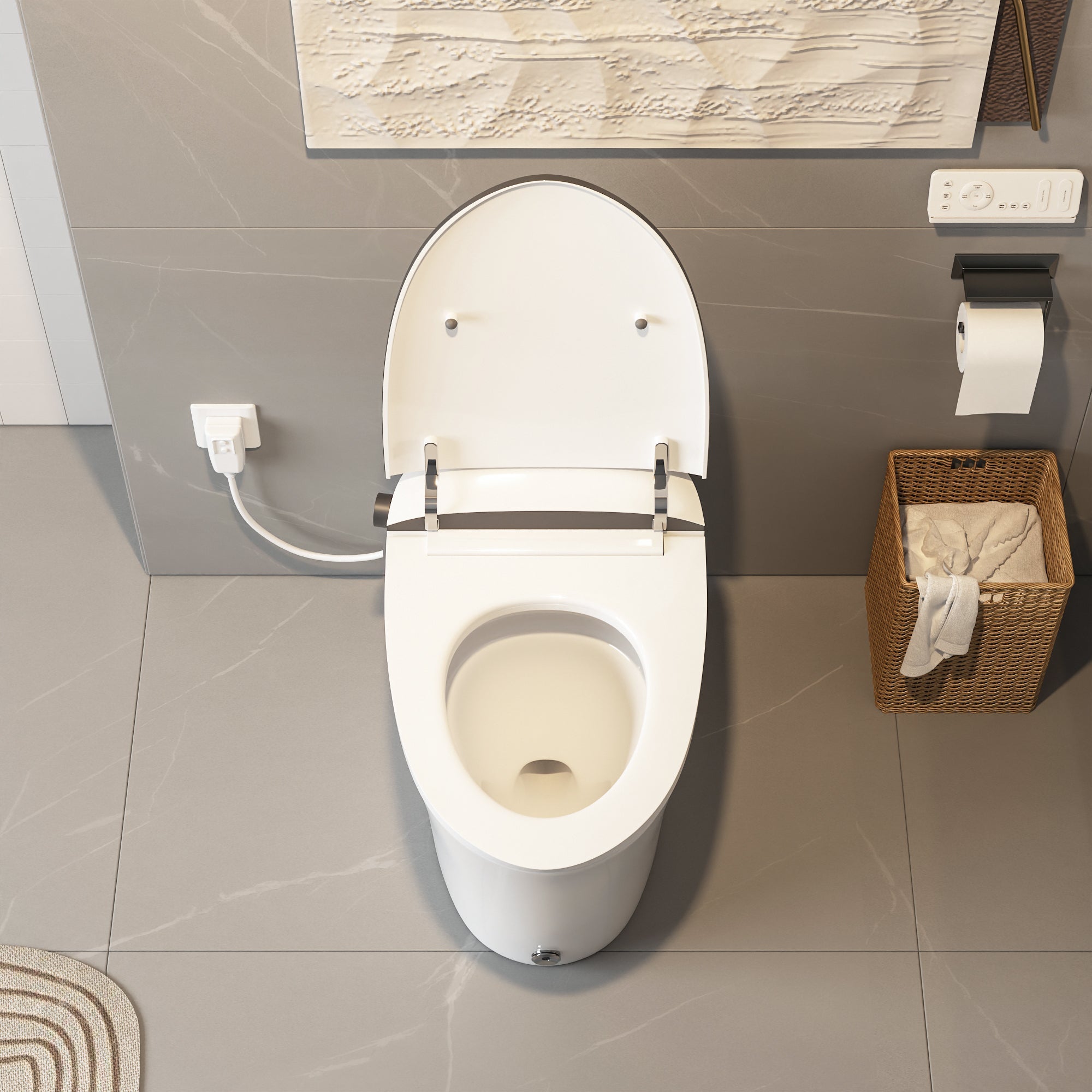 DeerValley DV-1S0019/V1/V3 Tankless Elongated Smart Toilet Quiet-Closed Heated Seat Sensor Auto, Foot Kick & Blackout Flush, Night Light