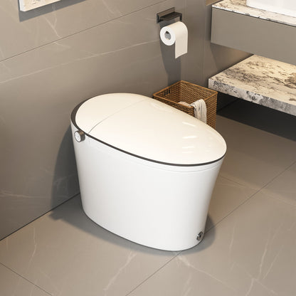 DeerValley DV-1S0019/V1/V3 Tankless Elongated Smart Toilet Quiet-Closed Heated Seat Sensor Auto, Foot Kick & Blackout Flush, Night Light
