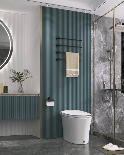 DeerValley DV-1S0019/V1/V3 Tankless Elongated Smart Toilet Quiet-Closed Heated Seat Sensor Auto, Foot Kick & Blackout Flush, Night Light