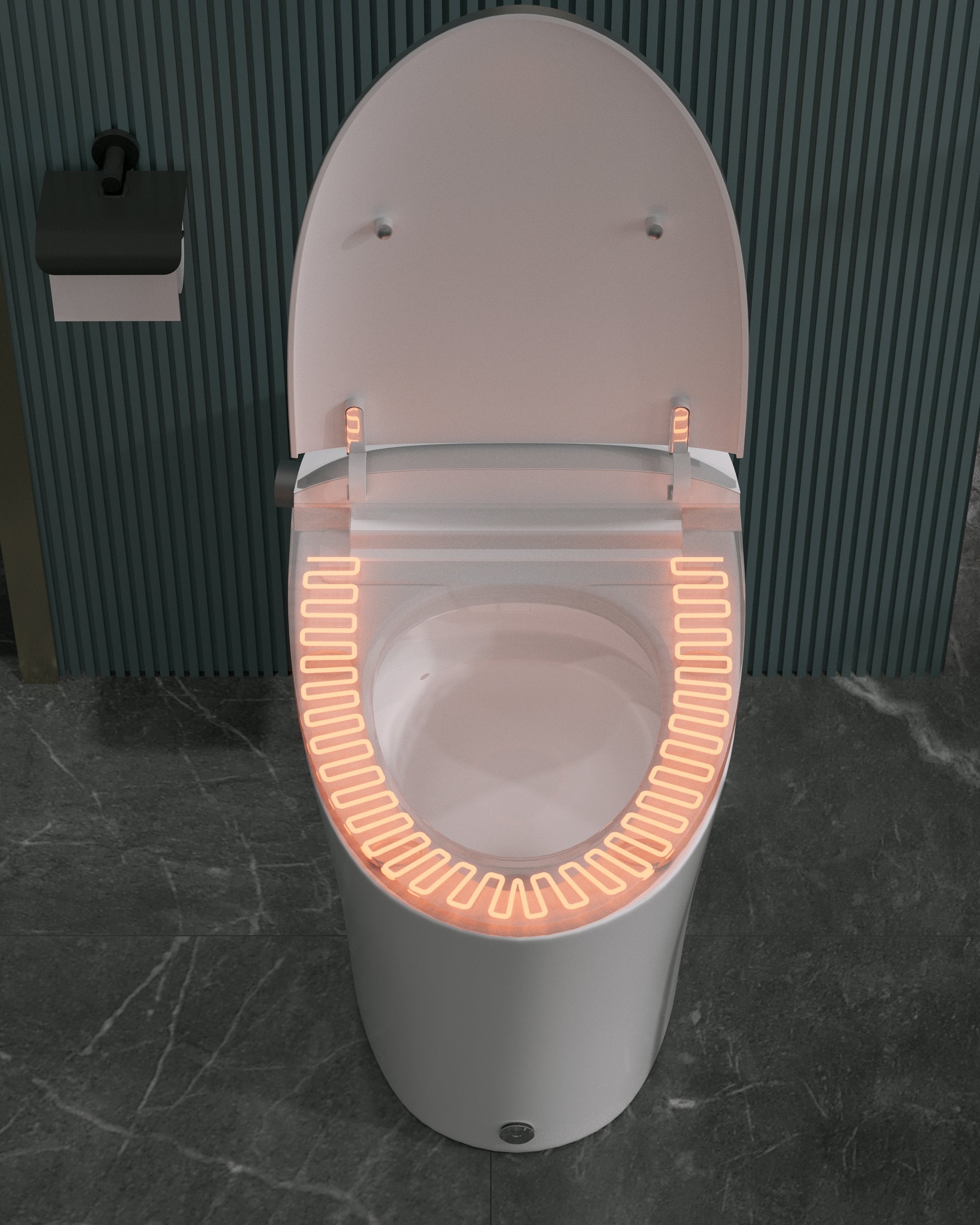 DeerValley DV-1S0019/V1/V3 Tankless Elongated Smart Toilet Quiet-Closed Heated Seat Sensor Auto, Foot Kick & Blackout Flush, Night Light