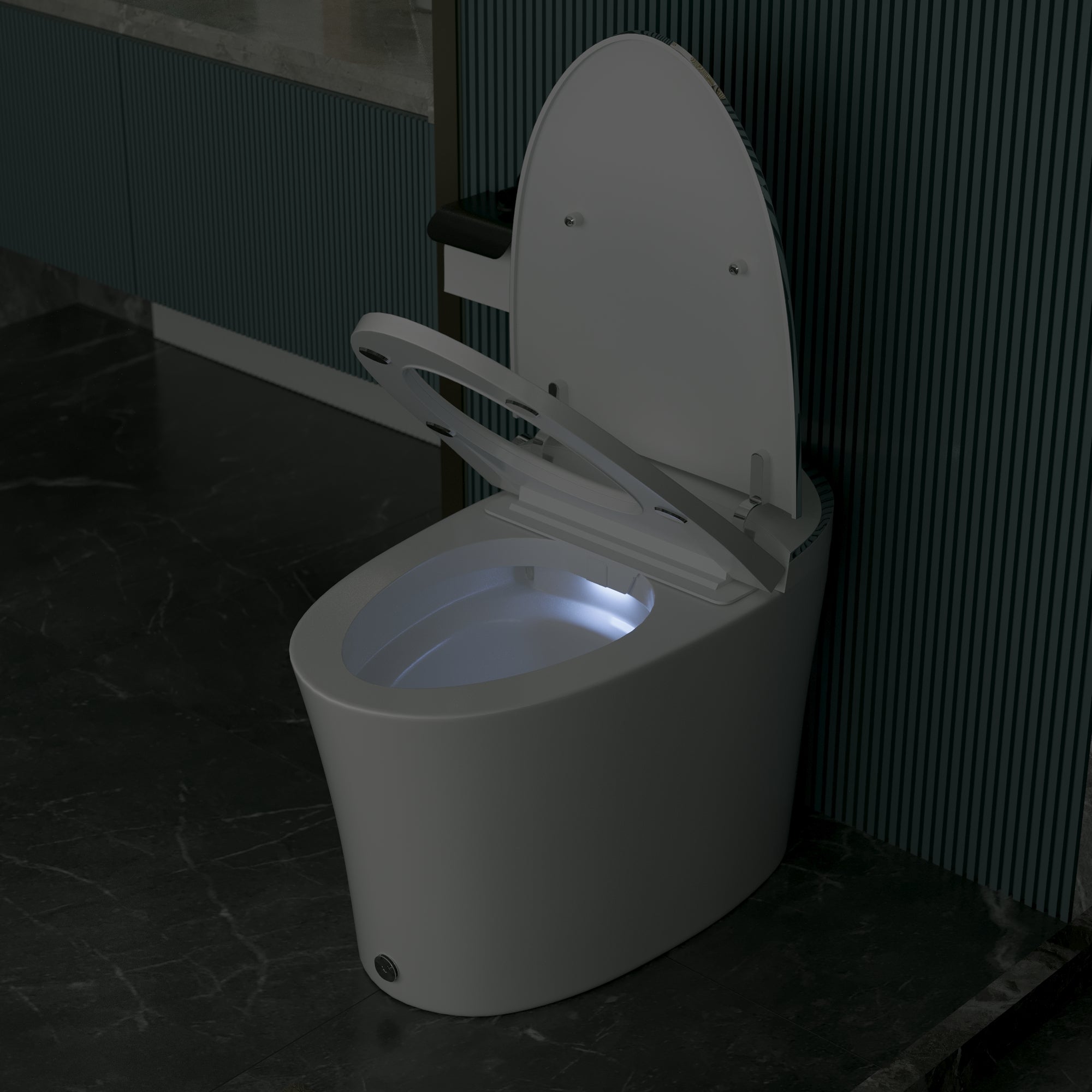 DeerValley DV-1S0019/V1/V3 Tankless Elongated Smart Toilet Quiet-Closed Heated Seat Sensor Auto, Foot Kick & Blackout Flush, Night Light