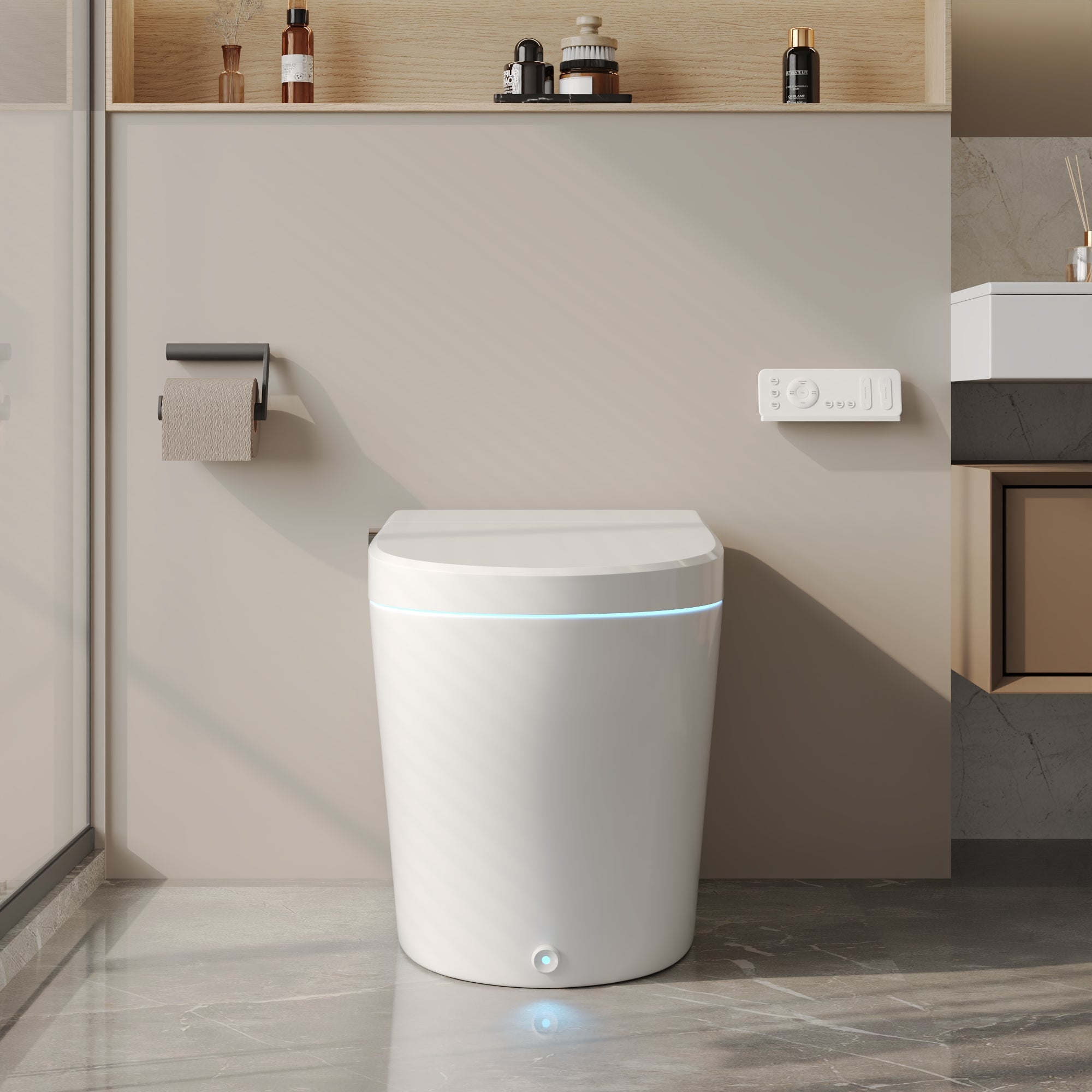 DeerValley DV-1S0029/V1/V3 Tankless Elongated Smart Toilet, One-Piece Elongated Smart Toilet with Foot Kick Flush (Seat Included)