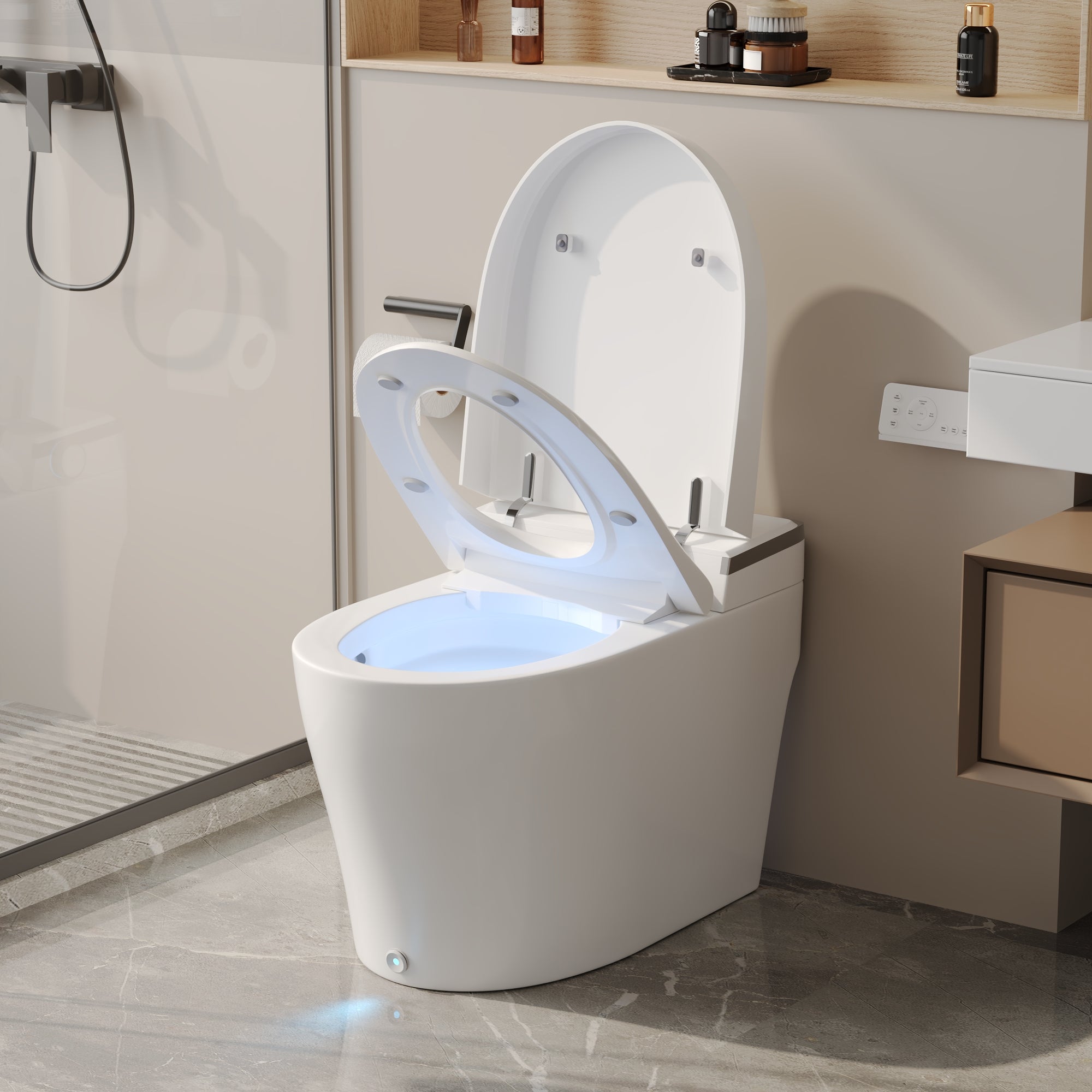 DeerValley DV-1S0029/V1/V3 Tankless Elongated Smart Toilet, One-Piece Elongated Smart Toilet with Foot Kick Flush (Seat Included)