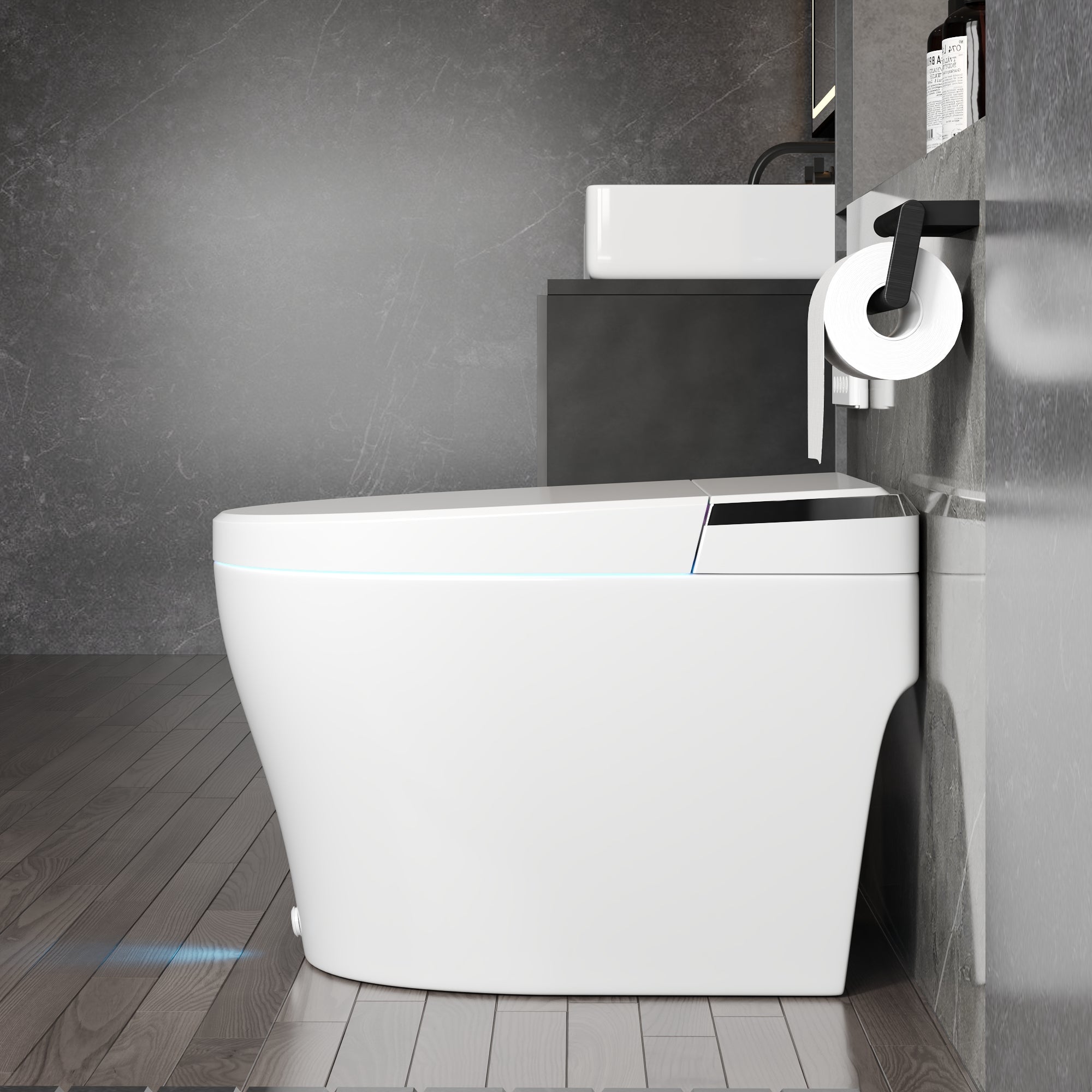 DeerValley DV-1S0290-V3 Smart Toilet Bidet, One Piece Elongated Toilet with Foam Shield, Auto Open/Close Lid, Auto Flush 1.0/1.28 GPF, ADA Comfort Height, Heated Seat, LED Display, Built-in Water Tank & Pump