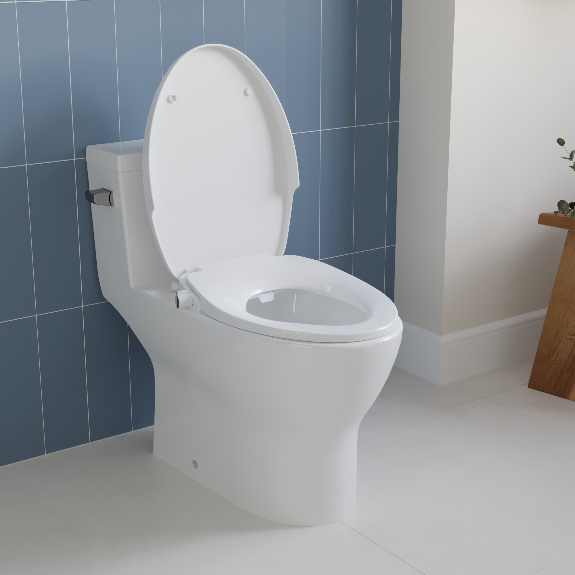 DeerValley DV-1S0038 Soft Close Toilet Seat Dual Nozzles White Plastic Elongated Slow Close Toilet Seat